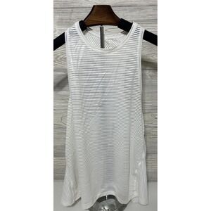 Lululemon Athletic Tank Top White See Through‎ Breeze Slit On Back Small